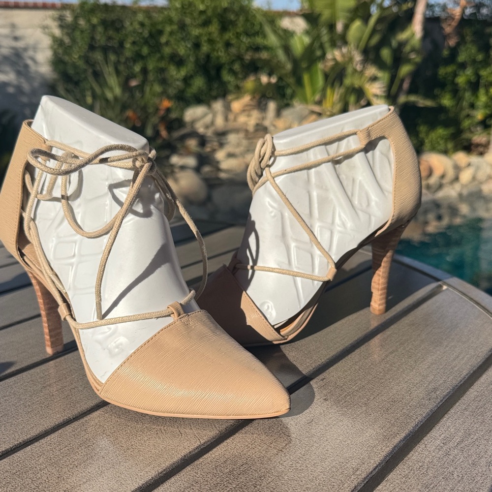 Lucky Brand Tan Lace-Up Heels